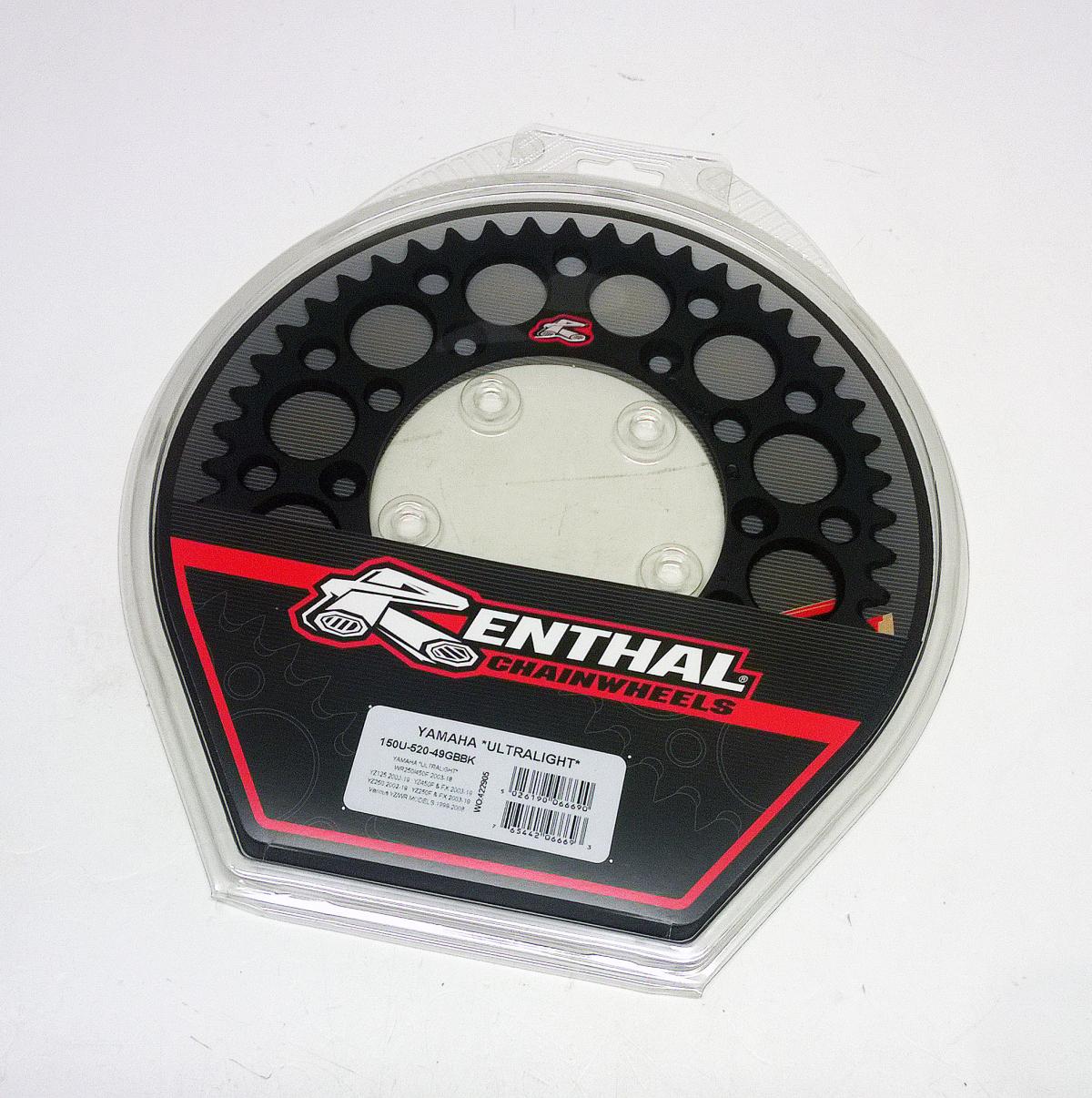 REAR SPROCKET ALLOY RENTHAL, ULTRALIGHT 150U-520-49GBBK BLACK, 150U-520-49GBBK thumbnail 2