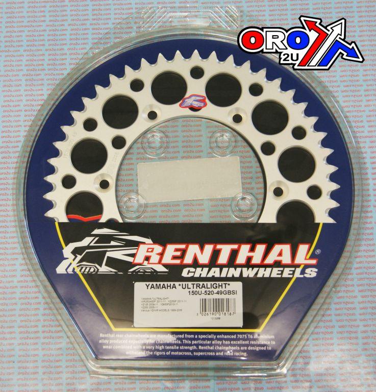 REAR SPROCKET ALLOY RENTHAL, ULTRALITE 150U-520-49GBSI SILVER, 150U-520-49GBSI thumbnail 3