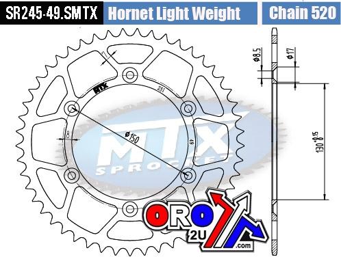 REAR SPROCKET STEEL HARD LIGHT 11H-428-49 SR245/251-49 thumbnail 3