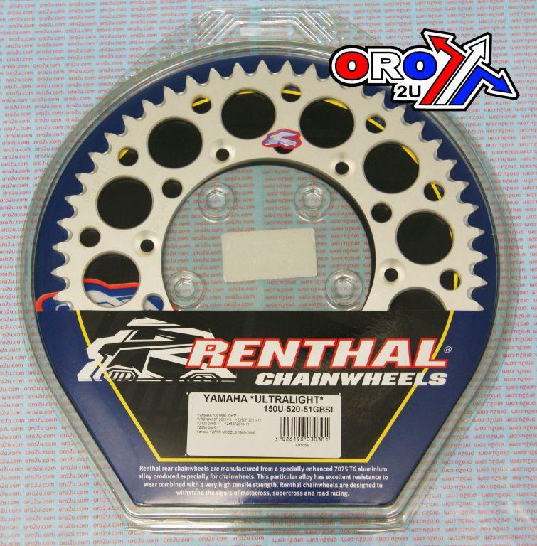 REAR SPROCKET ALLOY RENTHAL, ULTRALITE 150U-520-51GBSI SILVER, 150-520-51GBSI thumbnail 3