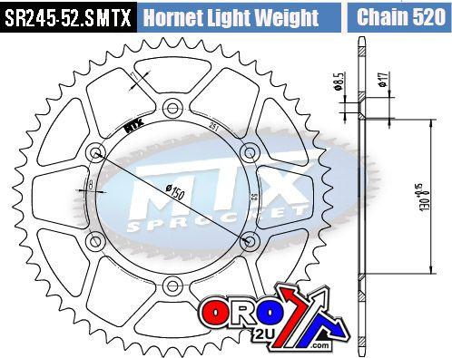 REAR SPROCKET STEEL HARD LIGHT 11H-428-52 SR245/251-52 thumbnail 3