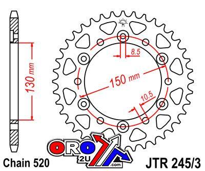 REAR SPROCKET JTR245/3.45 JT, HONDA ROAD thumbnail 2
