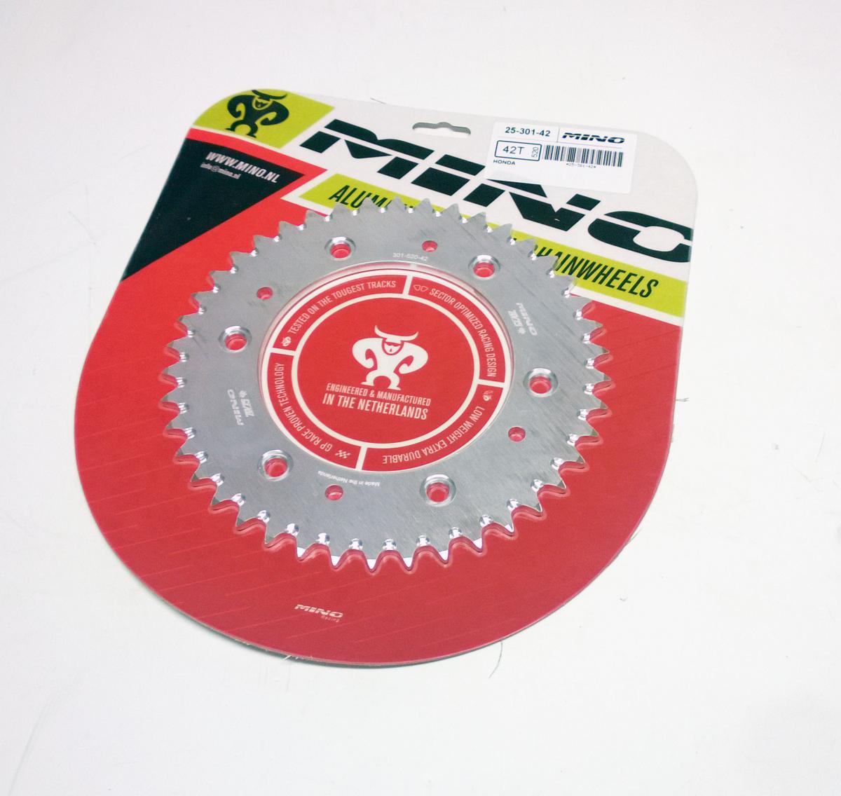 MINO REAR SPROCKET ALLOY 301/210, 25-301.520.42 silver DOUBLE DRILLED JTR301, JTR210 image 1
