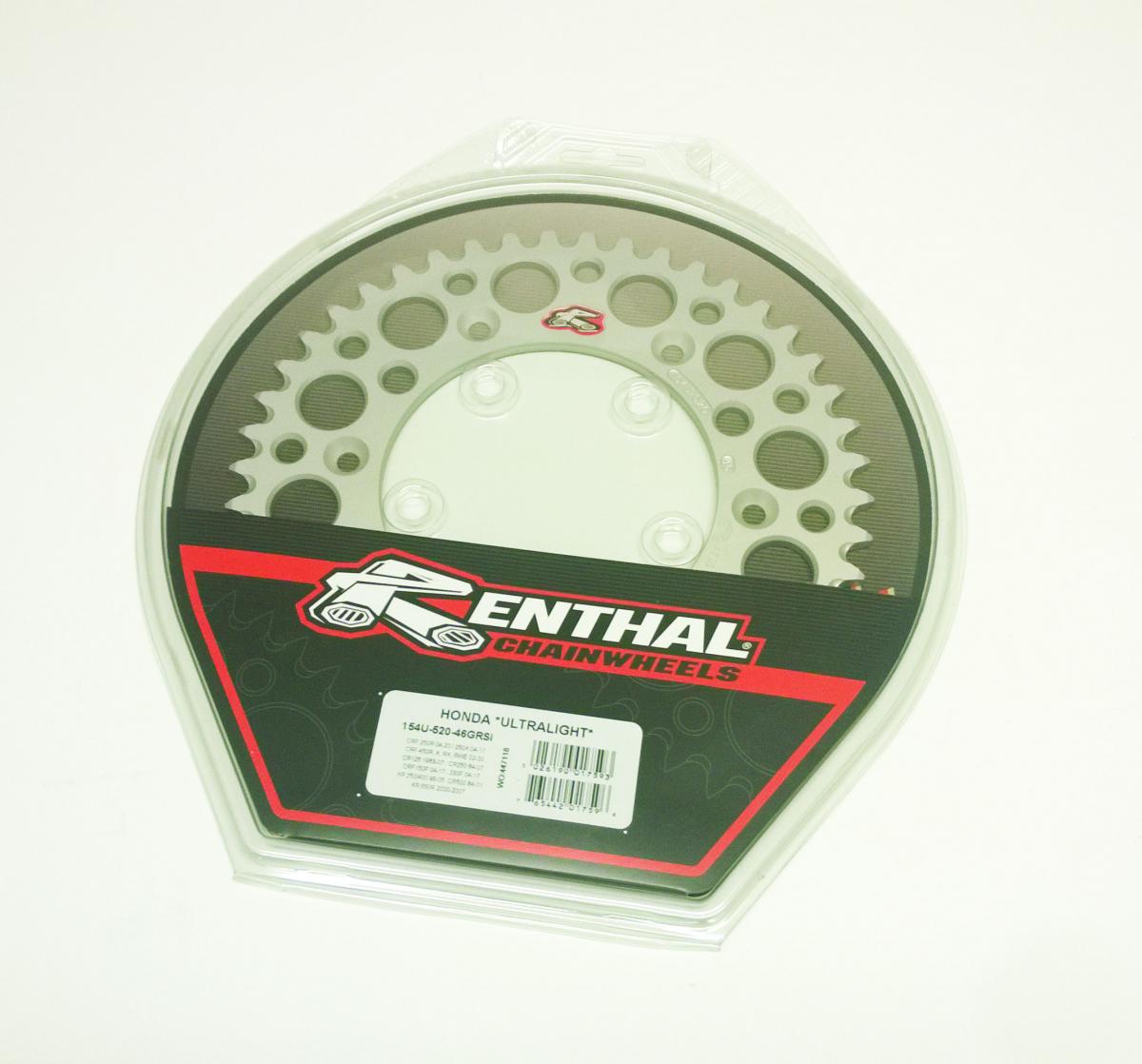 REAR SPROCKET ALLOY RENTHAL, ULTRALITE 154W-520-46GRHA SILVER thumbnail 3