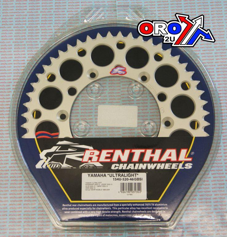 REAR SPROCKET ALLOY RENTHAL, ULTRALITE 154W-520-46GRHA SILVER thumbnail 4