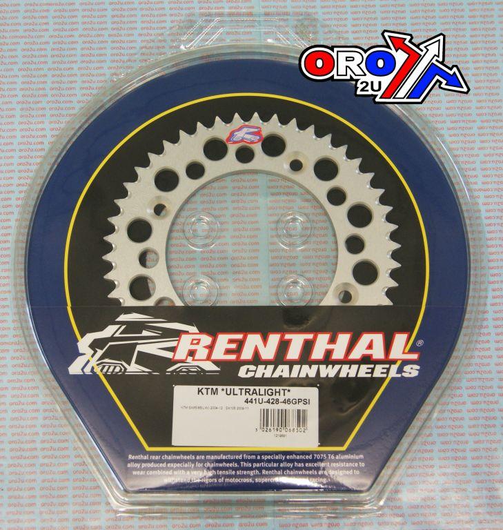 REAR SPROCKET ALLOY RENTHAL, ULTRALITE 441U-428-46GPSI SILVER thumbnail 4