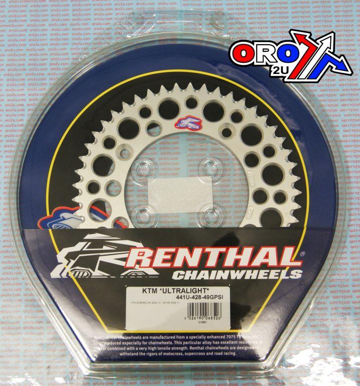 REAR SPROCKET ALLOY RENTHAL, ULTRALITE 441U-428-49GPSI SILVER, 441U-428-49GPSI thumbnail 3