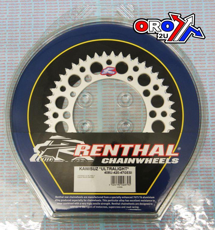 REAR SPROCKET ALLOY RENTHAL, ULTRALITE 408U-420-47GESI SILVER thumbnail 2