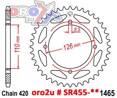 MINO REAR SPROCKET ALLOY BLACK 1465, 25-660-420-49 thumbnail 3