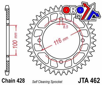 REAR SPROCKET ALLOY SILVER 462, JTA462.49 7075-T6 Aluminium, JTR456 thumbnail 3