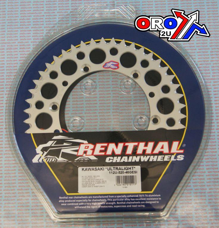 REAR SPROCKET ALLOY RENTHAL, ULTRALITE 112U-520-46GESI SILVER thumbnail 2