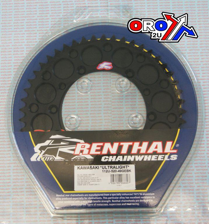 REAR SPROCKET ALLOY RENTHAL, ULTRALITE 112U-520-49GEBK BLACK, 112U-520-49GEBK thumbnail 2