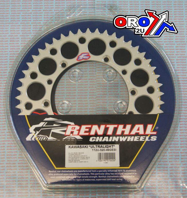 REAR SPROCKET ALLOY RENTHAL, ULTRALITE 112U-520-49GESI SILVER image 1