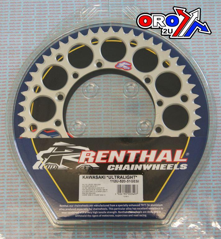 REAR SPROCKET ALLOY RENTHAL, ULTRALITE 112U-520-51GESI SILVER thumbnail 3