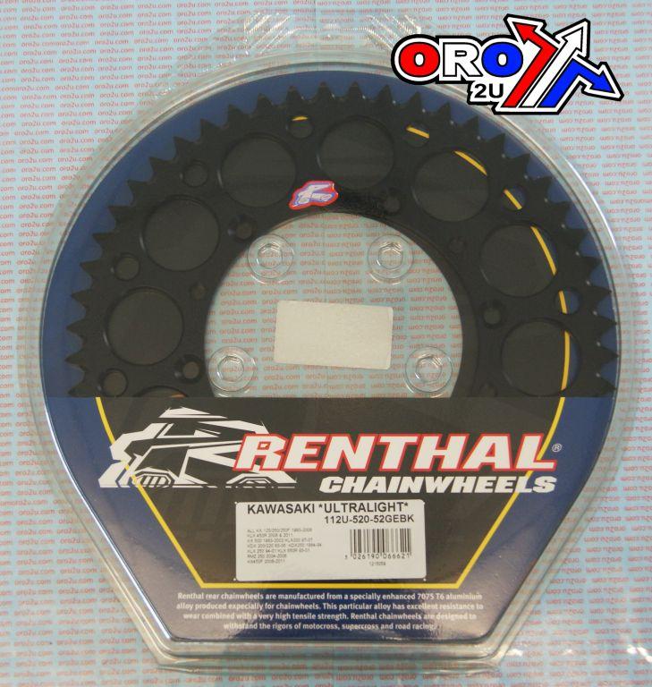 REAR SPROCKET ALLOY RENTHAL, ULTRALITE 112U-520-52GEBK BLACK image 1