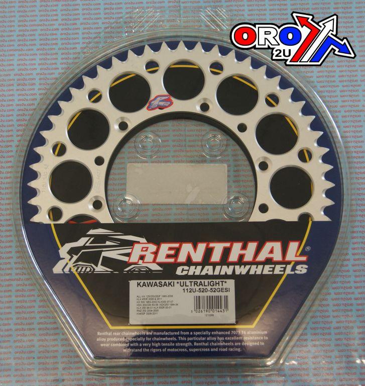 REAR SPROCKET ALLOY RENTHAL, ULTRALITE 112U-520-52GESI SILVER, 112U-520-52GESI thumbnail 2