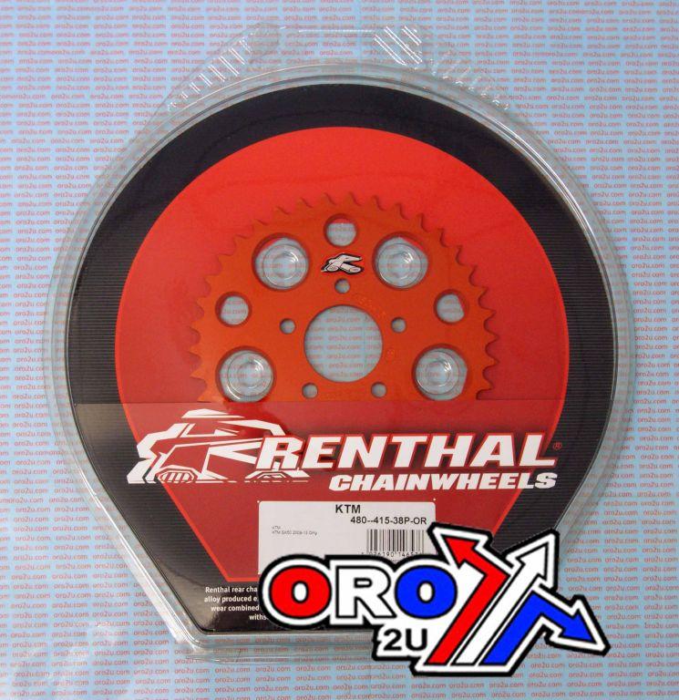 REAR SPROCKET RENTHAL 480, KTM 50 2010-2013 38T ORANGE, 480--415-38P-OR thumbnail 3