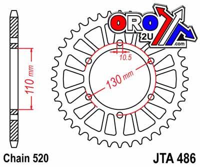 REAR SPROCKET ALLOY JTA486.50, HONDA ROAD JT thumbnail 2