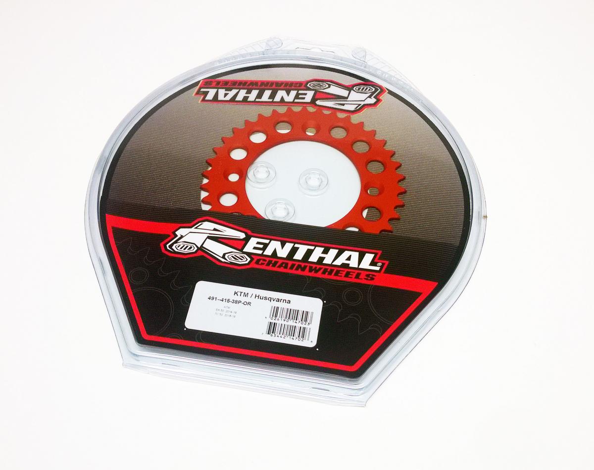 REAR SPROCKET RENTHAL 491, KTM/HUSKY 50 14-25, 38T ORANGE, 491--415-38P-OR thumbnail 2