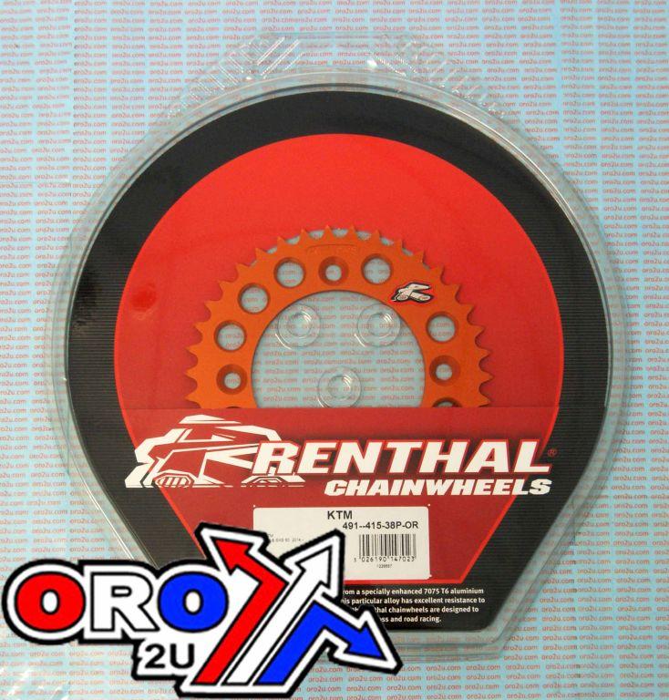 REAR SPROCKET RENTHAL 491, KTM/HUSKY 50 14-25, 38T ORANGE, 491--415-38P-OR thumbnail 3