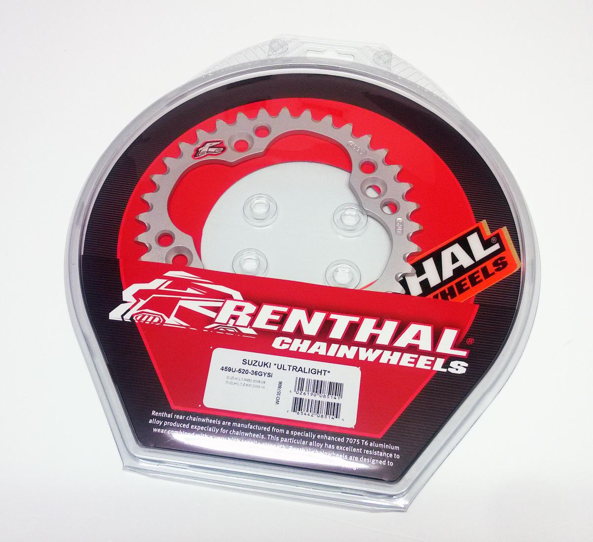 REAR SPROCKET ALLOY RENTHAL, ULTRALITE 459U-520-36GYSI SILVER thumbnail 2