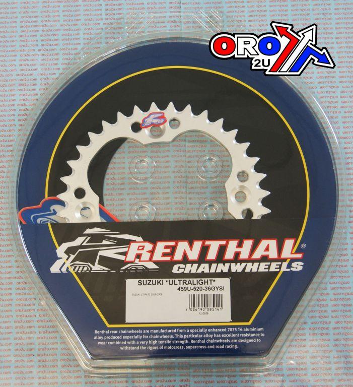 REAR SPROCKET ALLOY RENTHAL, ULTRALITE 459U-520-36GYSI SILVER thumbnail 3