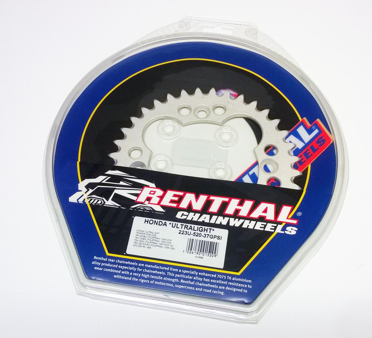 REAR SPROCKET RENTHAL ATV, ULTRALITE 223U-520-37GPSI SILVER thumbnail 2