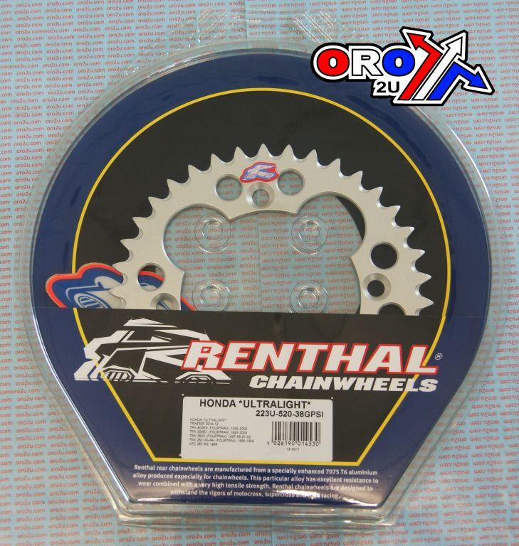 REAR SPROCKET RENTHAL ATV, ULTRALITE 223-520-38 SILVER, 223U-520-38GPSI thumbnail 3
