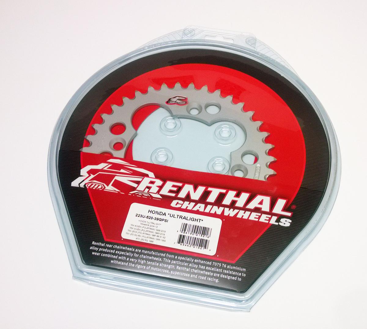 REAR SPROCKET RENTHAL ATV, ULTRALITE 223U-520-39GPSI SILVER thumbnail 2