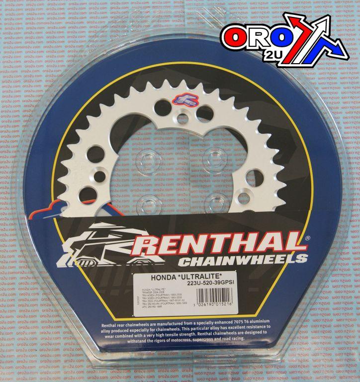 REAR SPROCKET RENTHAL ATV, ULTRALITE 223U-520-39GPSI SILVER thumbnail 3