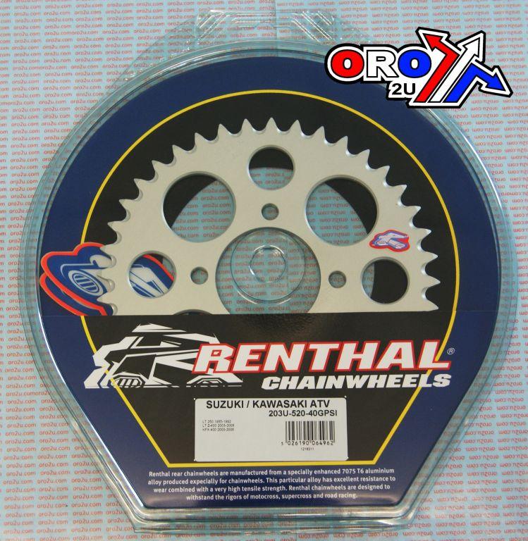 REAR SPROCKET RENTHAL ATV, ULTRALITE 203U-520-40GPSI SILVER, 203U-520-40GPSI thumbnail 2