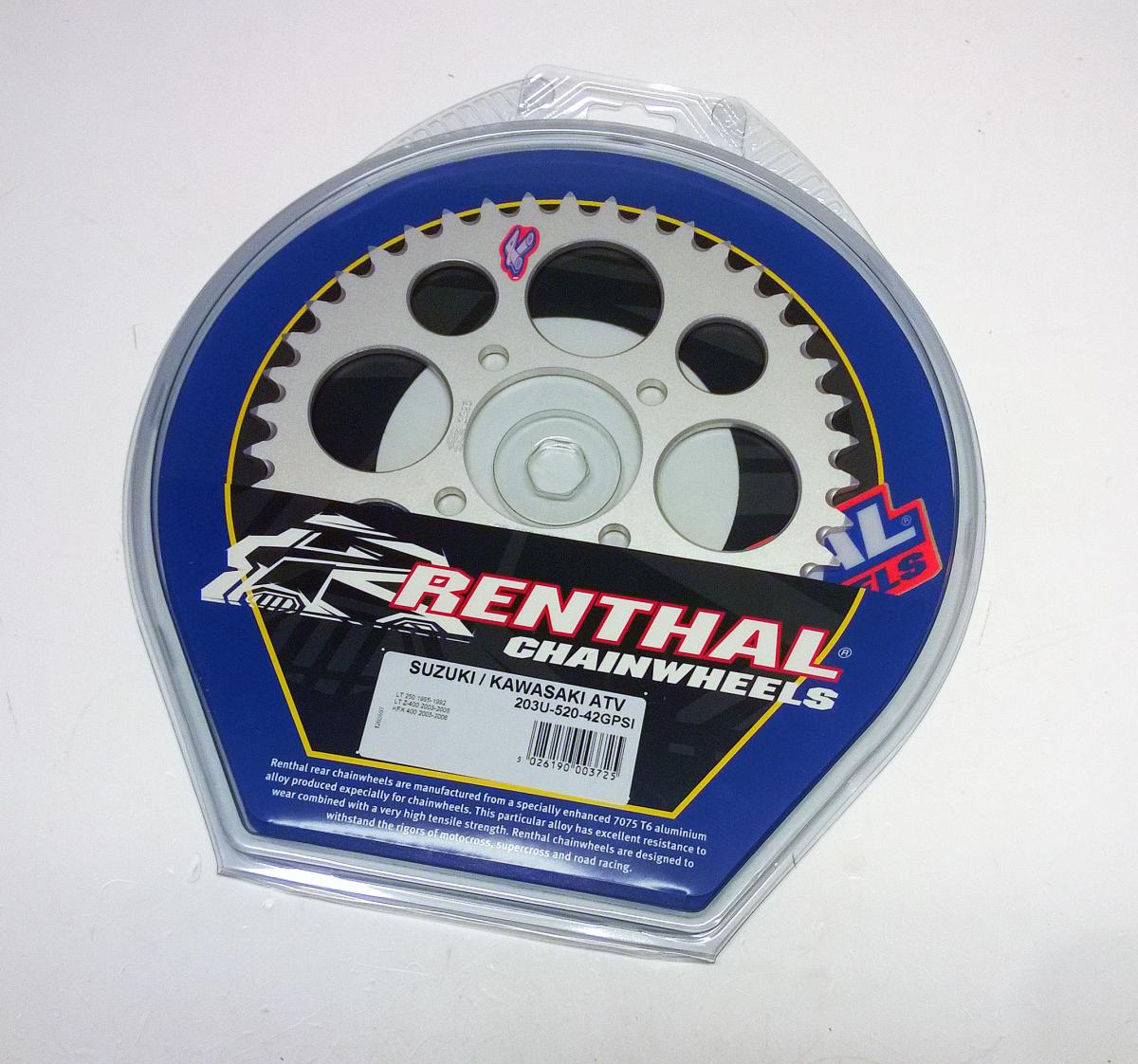 REAR SPROCKET RENTHAL ATV, ULTRALITE 203U-520-42GPSI SILVER thumbnail 2