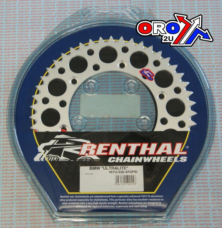 REAR SPROCKET RENTHAL BMW, ULTRALITE 467U-520-47GPSI SILVER thumbnail 2