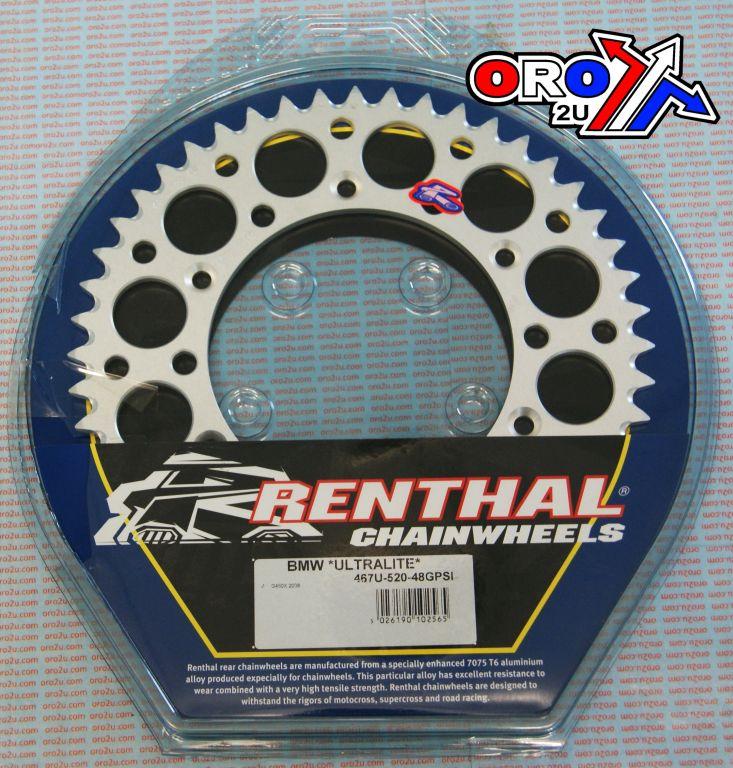 REAR SPROCKET RENTHAL BMW, ULTRALITE 467U-520-48GPSI SILVER thumbnail 2