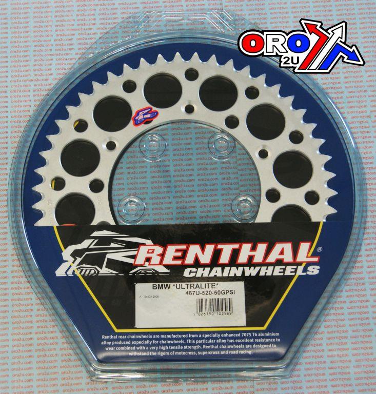 REAR SPROCKET RENTHAL BMW, ULTRALITE 467U-520-50GPSI SILVER thumbnail 2