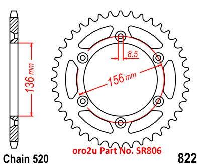 REAR SPROCKET STEEL 52 [JTR822.52] 520, SILVER thumbnail 2