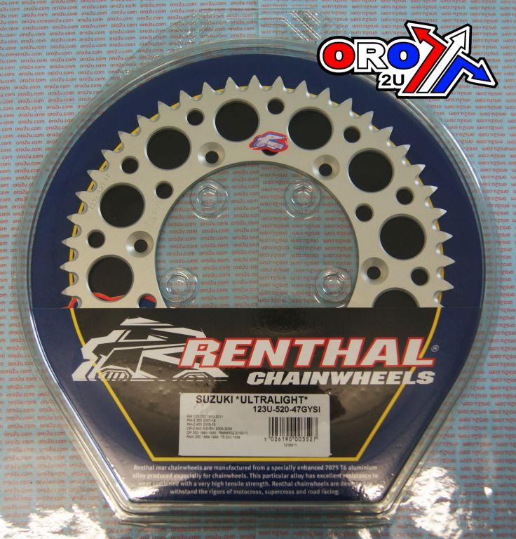 REAR SPROCKET ALLOY RENTHAL, ULTRALITE 123U-520-47GYSI ISILVER image 1