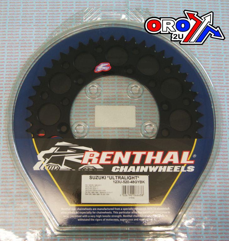 REAR SPROCKET ALLOY RENTHAL, ULTRALITE 123U-520-48GYBK BLACK image 1