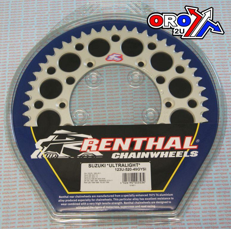 REAR SPROCKET ALLOY RENTHAL, ULTRALITE 123U-520-49GYSI SILVER image 1