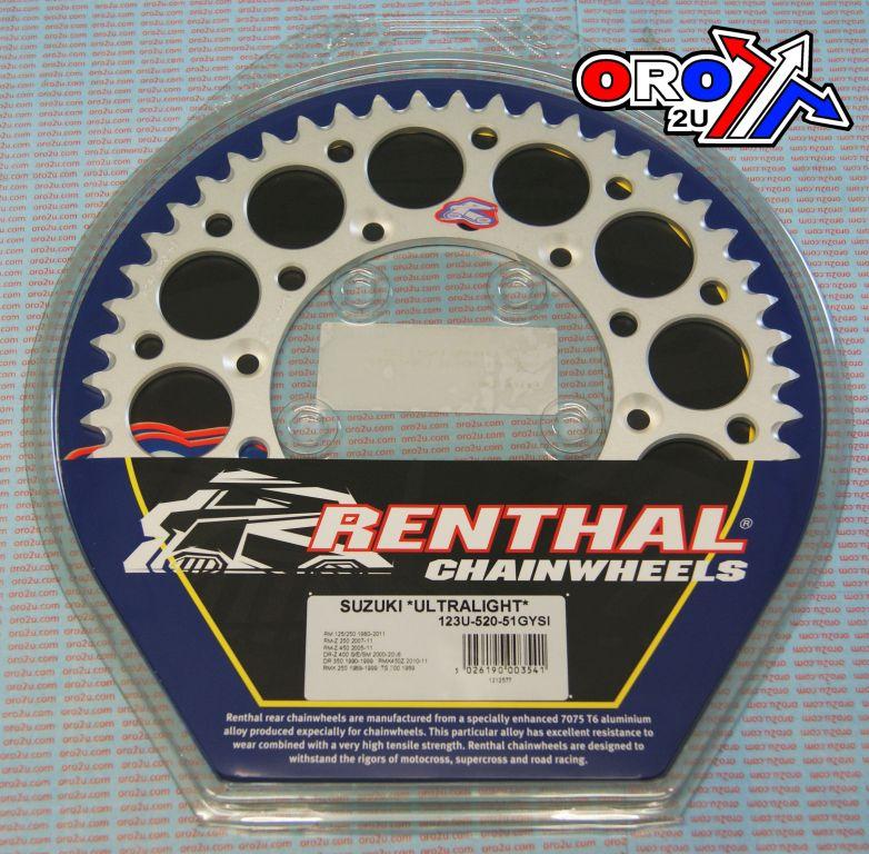REAR SPROCKET ALLOY RENTHAL, ULTRALITE 123U-520-51GYSI thumbnail 2