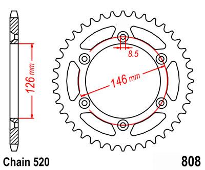 REAR SPROCKET ALLOY SILVER JT, JTA80852, JTR808 thumbnail 2