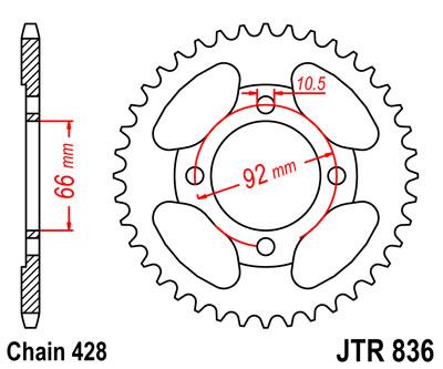 REAR SPROCKET JTR836.39 JT 428 thumbnail 6