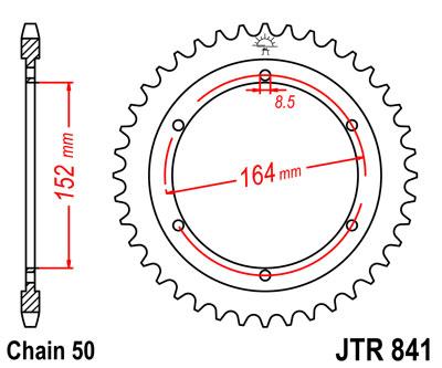 REAR SPROCKET JTR841.42 STEEL, CHAIN 50, SILVER thumbnail 5