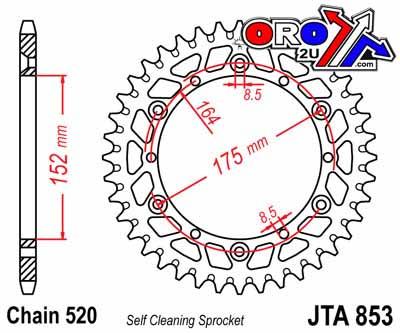 REAR SPROCKET ALLOY SILVER, JTA853.43 7075-T6 Aluminium thumbnail 3