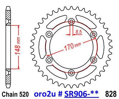 MINO REAR SPROCKET JTR828 ALLOY RACING, 25-412-520-48 thumbnail 2