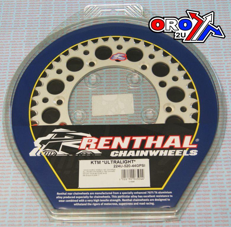 REAR SPROCKET ALLOY RENTHAL, ULTRALITE 224U-520-44GPSI SILVER thumbnail 2
