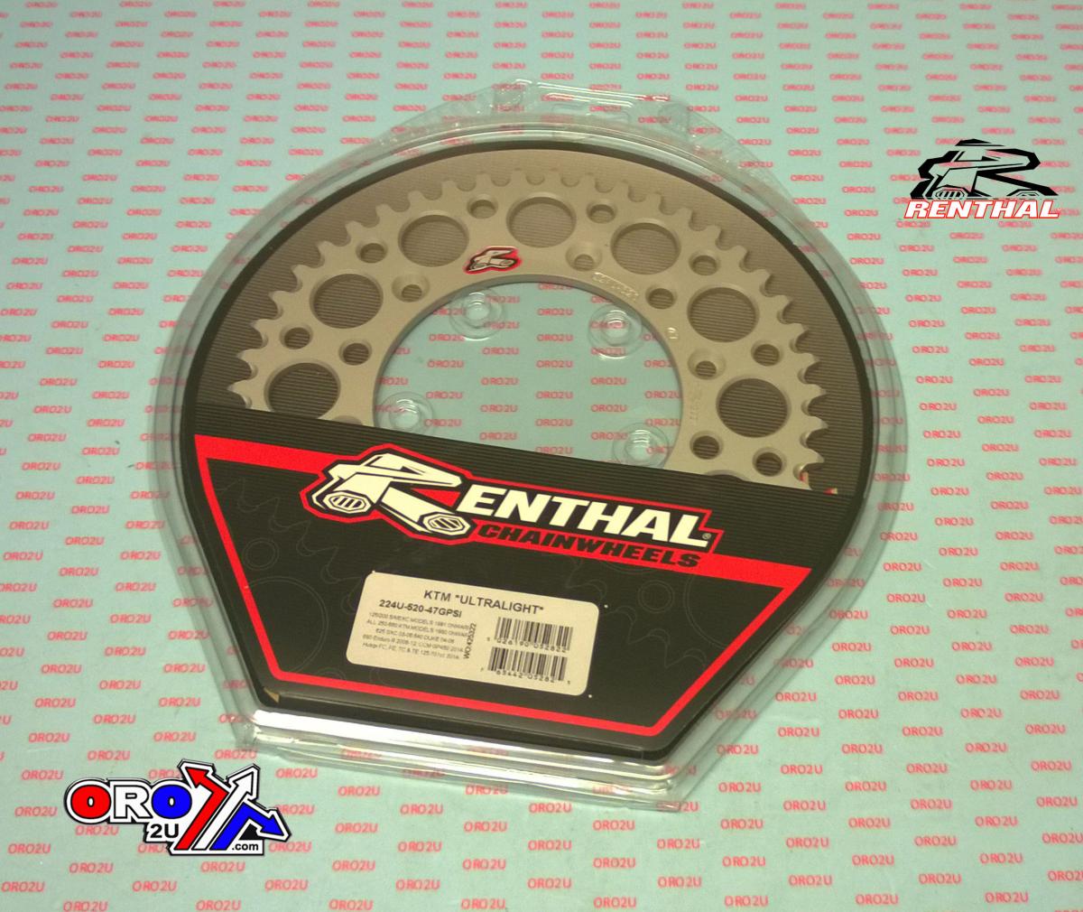 REAR SPROCKET ALLOY RENTHAL, ULTRALITE 224U-520-47GPSI image 1