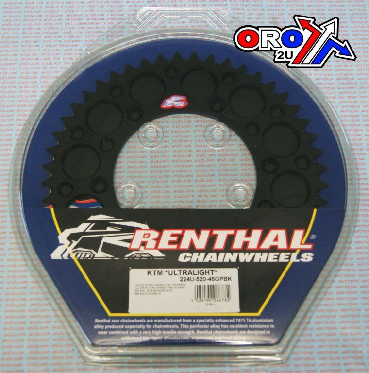 REAR SPROCKET RENTHAL KTM, ULTRALITE 224U-520-48GPBK BLACK thumbnail 2
