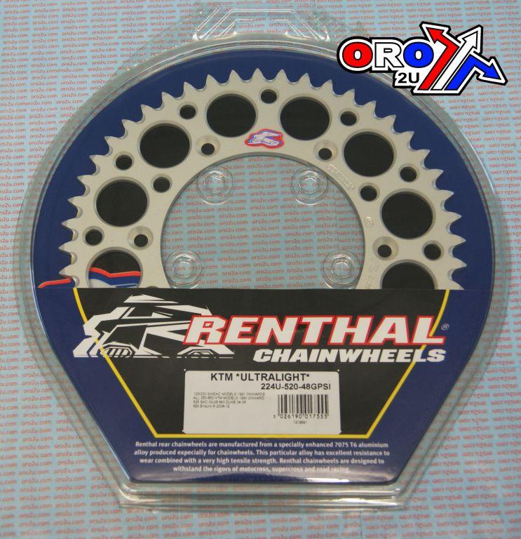 REAR SPROCKET RENTHAL KTM, ULTRALITE 224U-520-48GPSI SILVER, 224U-520-48GPSI thumbnail 2