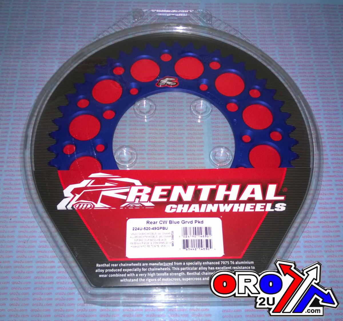 REAR SPROCKET RENTHAL KTM, ULTRALITE 224U-520-49GPBU BLUE thumbnail 2